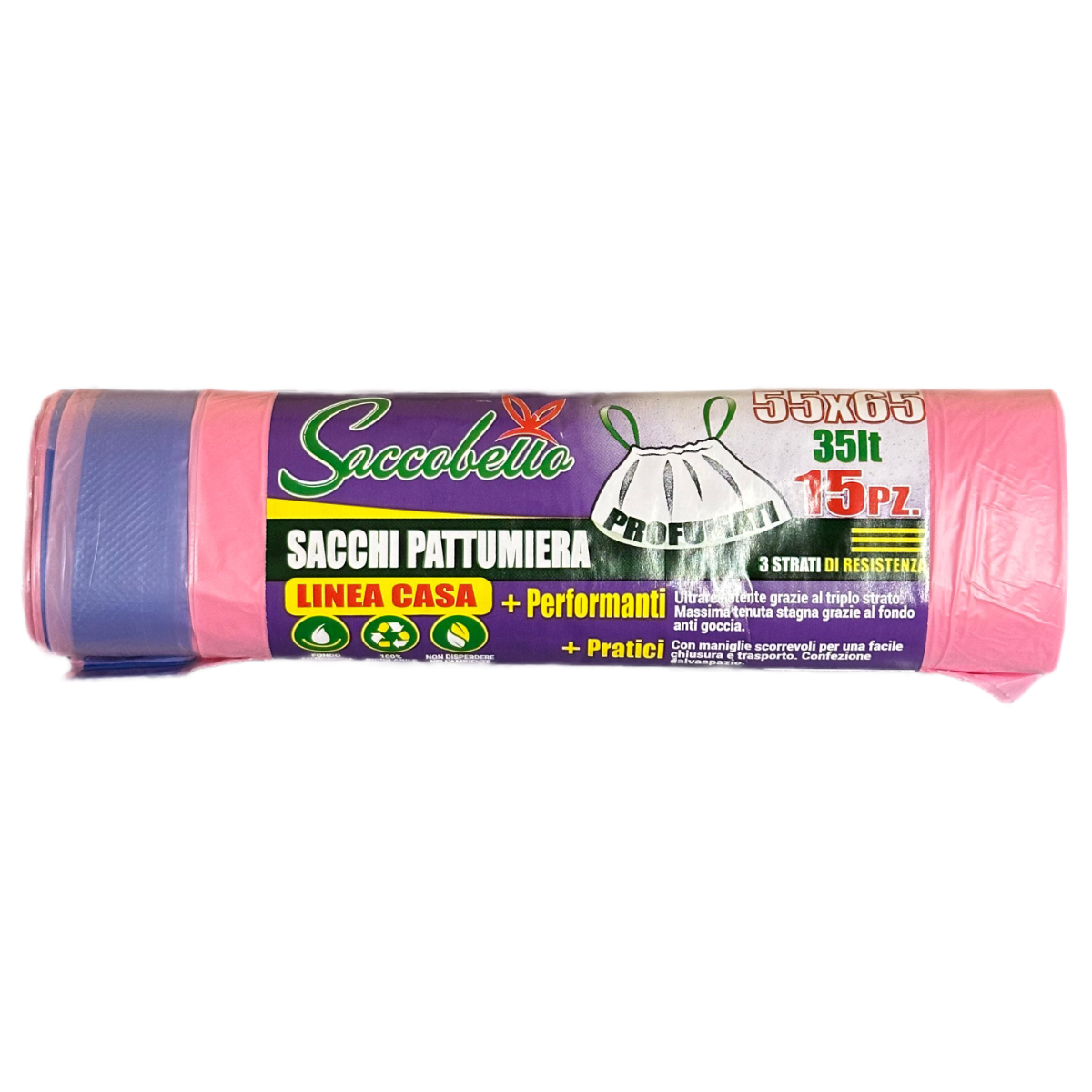 SACCO 55X65 PROFUMATO ROSA 15PZ SACCOBELLO