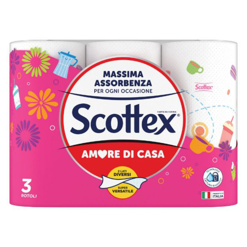 SCOTTEX ASCIUGATUTTO 3 ROTOLI AMORE DI CASA