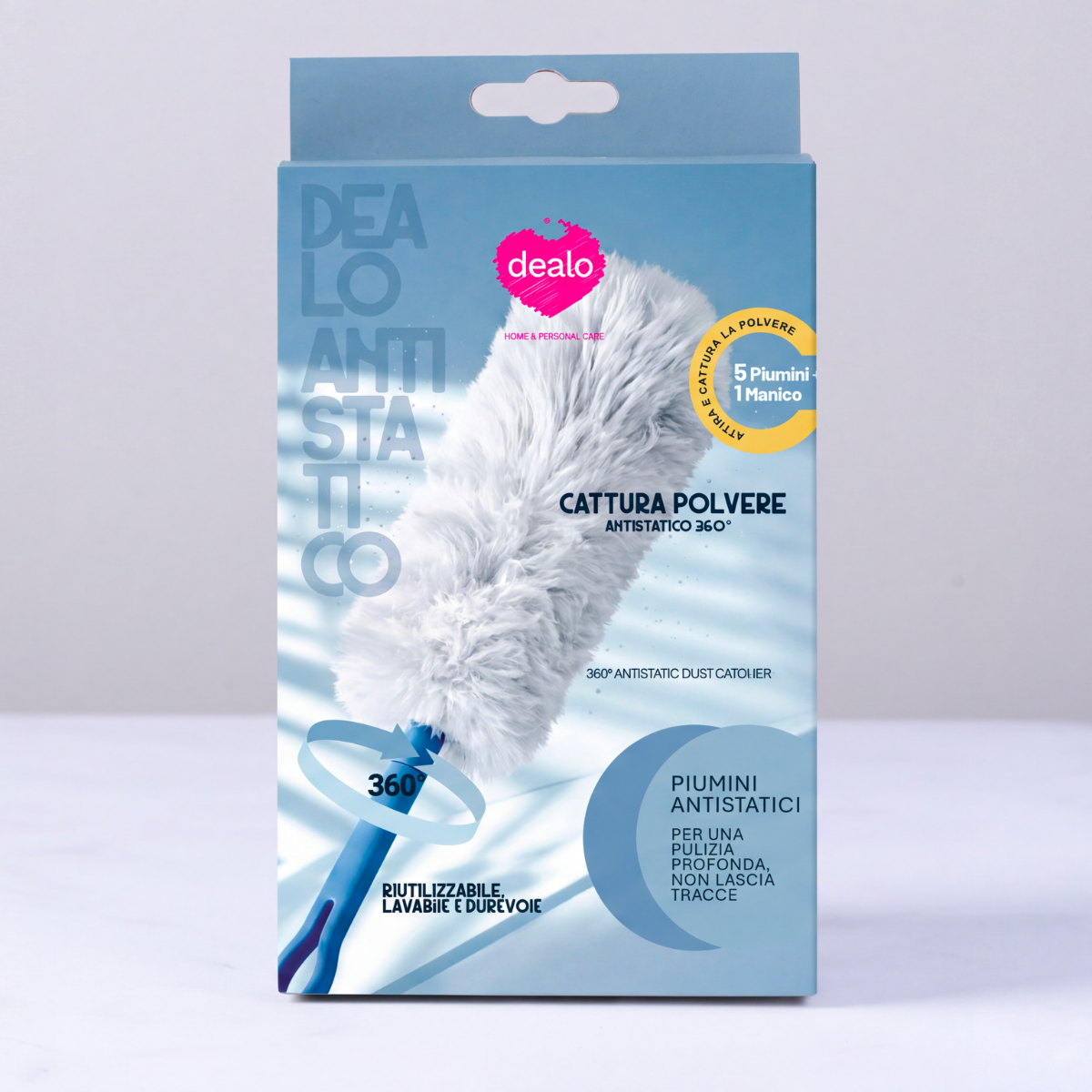 DEALO PIUMINO CATTURAPOLVERE 360° KIT MANICO + 2 RICAMBI PROFUMATO (TIPO SWIFFER DUSTER)