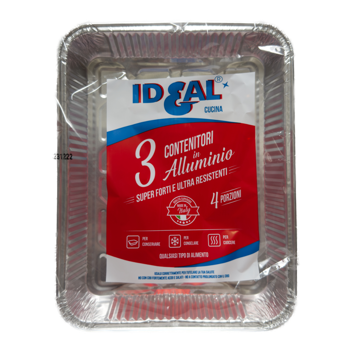 IDEAL TEGLIE ALLUMINIO 4 PORZIONI 3 PZ SENZA COPERCHIO