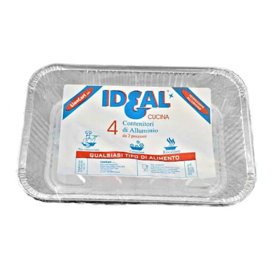 IDEAL TEGLIE ALLUMINIO 2 PORZIONI SENZA COPERCHIO 4 PZ