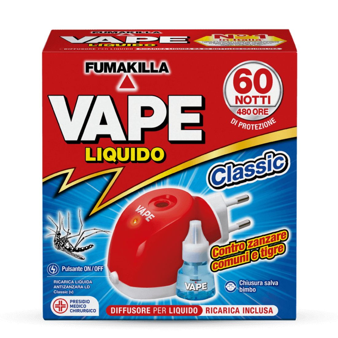 VAPE INSETTICIDA LIQUIDO CLASSICO BASE + RICARICA 60 NOTTI