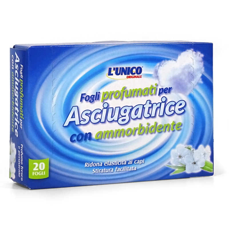 UNICO PANNO PROFUMATO PER ASCIUGATRICE CON AMMORBIDENTE 20 PZ UN0186