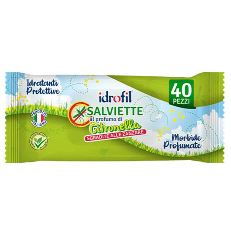IDROFIL SALVIETTE ANTIZANZARE ALLA CITRONELLA 40 PZ