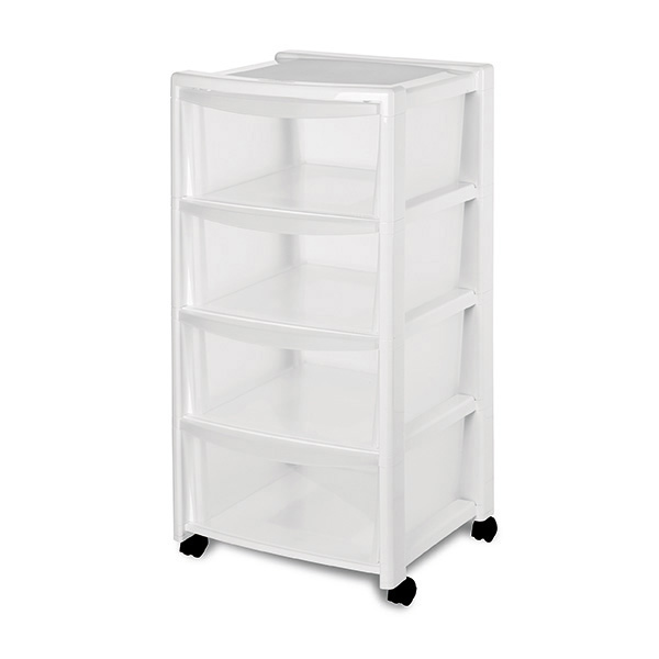 STEFANPLAST CASSETTIERA LIBERA 4 CASSETTI CON RUOTE BIANCA