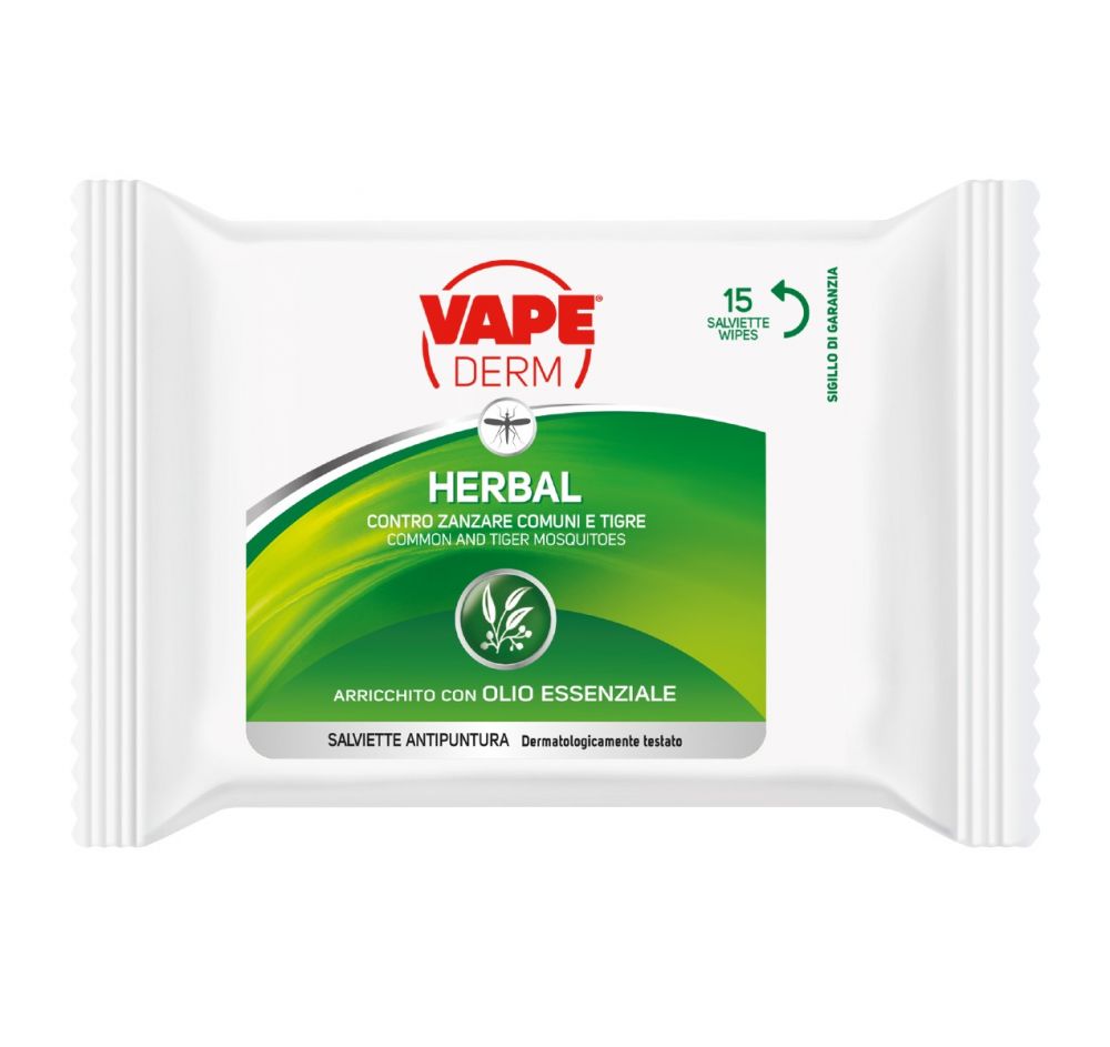 VAPE DERM HERBAL SALVIETTE ANTIPUNTURA 15 PZ