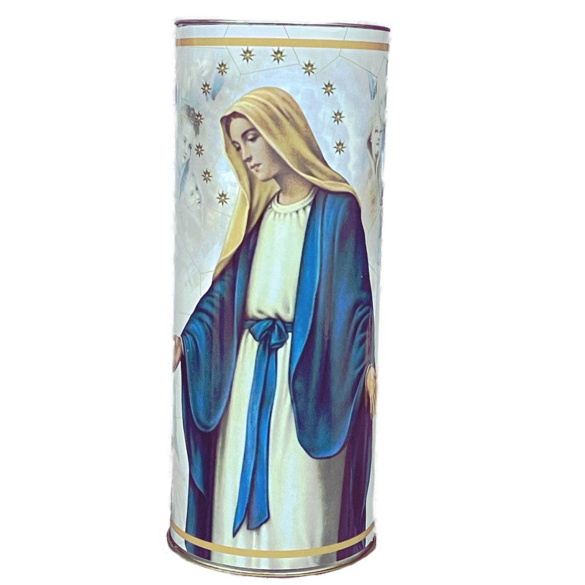 LA ROSA CERONI T80 MAX CON IMMAGINE CERA BIANCA ECOLOGICO LITURGICO ALTEZZA 20CM DIAMETRO 8