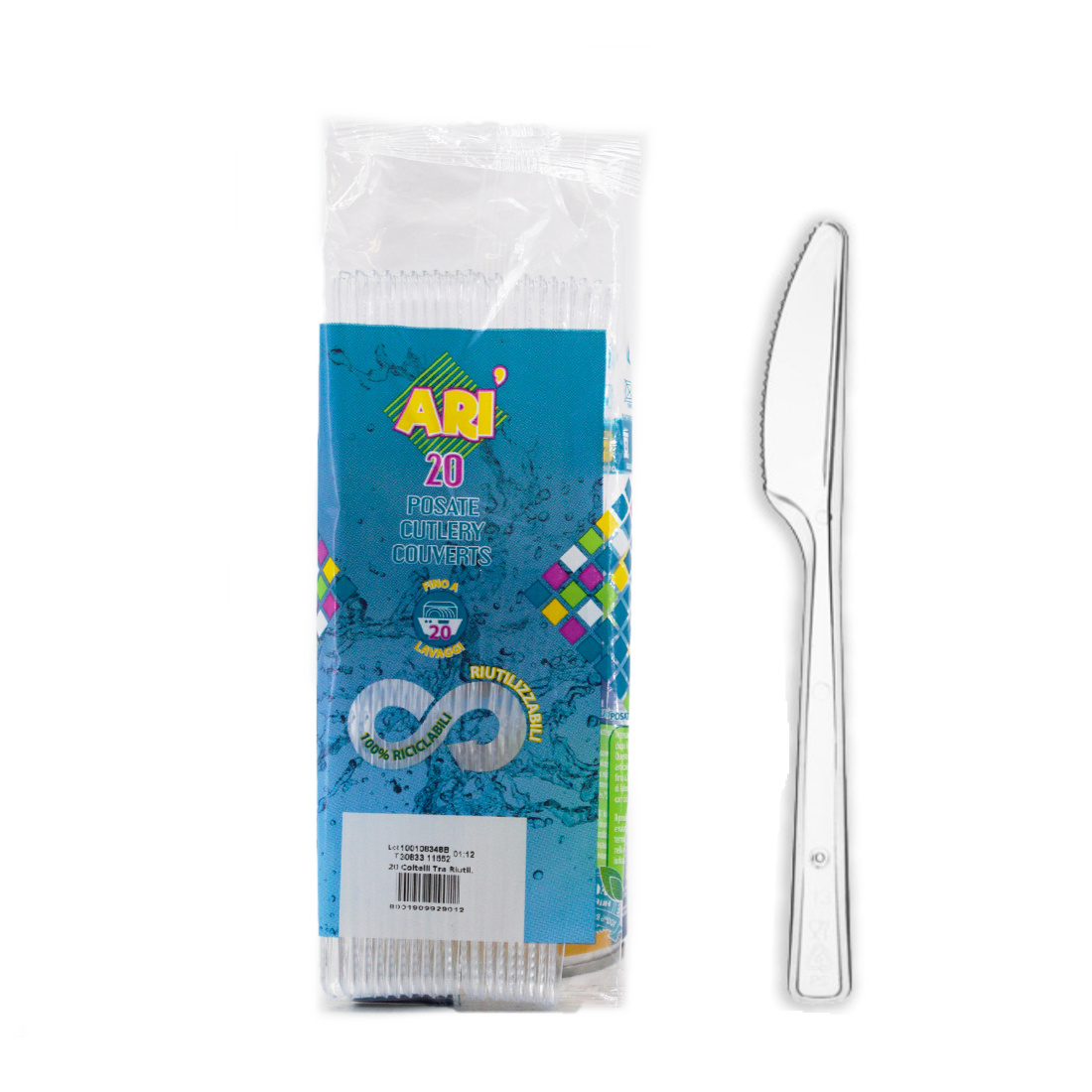 ARISTEA COLTELLI TRASPARENTI RIUTILIZZABILI 20 PZ