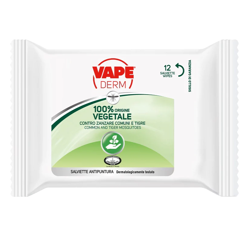 VAPE DERM SALVIETTE ANTIPUNTURA ZANZARE VEGETALE 12 PZ