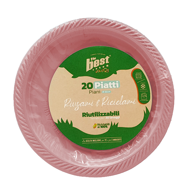PIATTI PIANI 20PZ RIUTILIZ. ROSA THE BEST