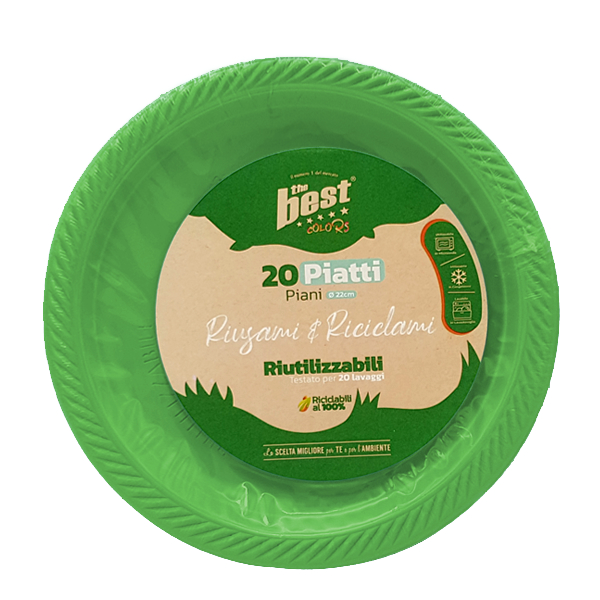 PIATTI 20 PZ PIANI RIUTILIZZABILI VERDI THE BEST