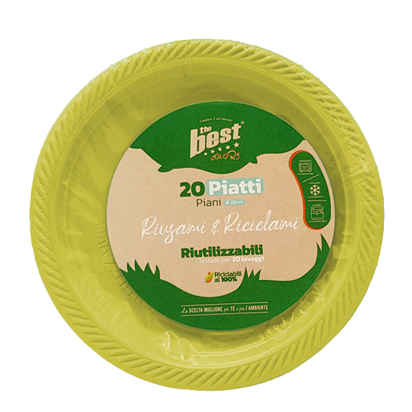 PIATTI PIANI 20PZ RIUTILIZZABILI GIALLI THE BEST