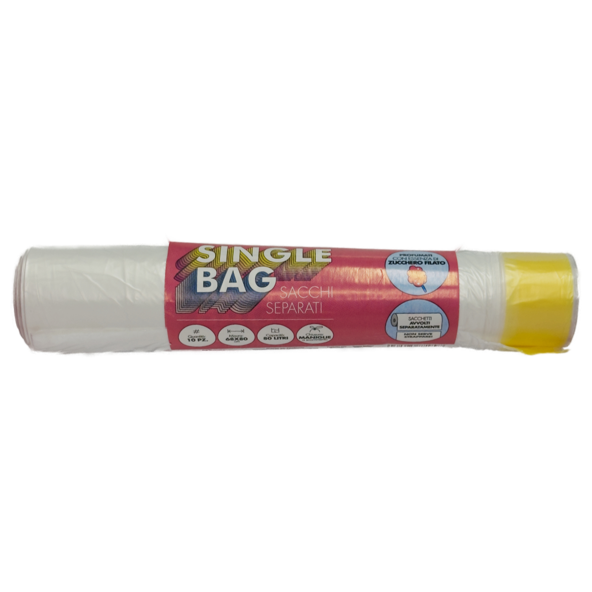 SINGLE BAG SACCO 68X80 TRASPARENTE PROFUMATO ZUCCHERO FILATO