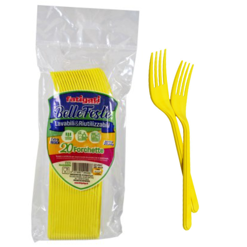 FORCHETTE RIUTILIZZABILI 20 PZ GIALLE FATIGATI