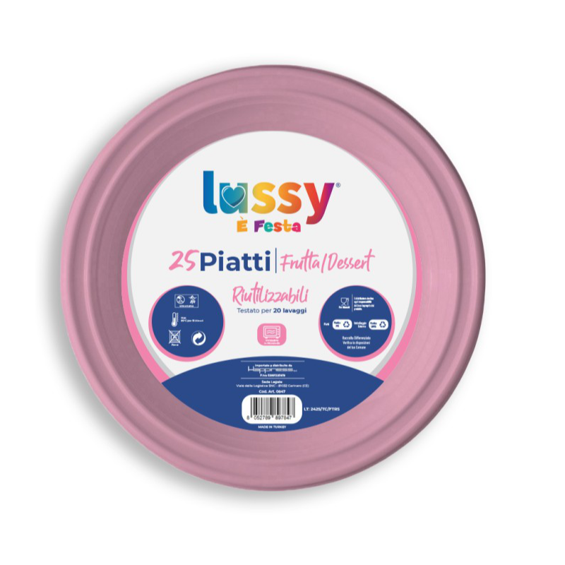 LUSSY PIATTI FRUTTA 25 PZ RIUTILIZZABILI ROSA