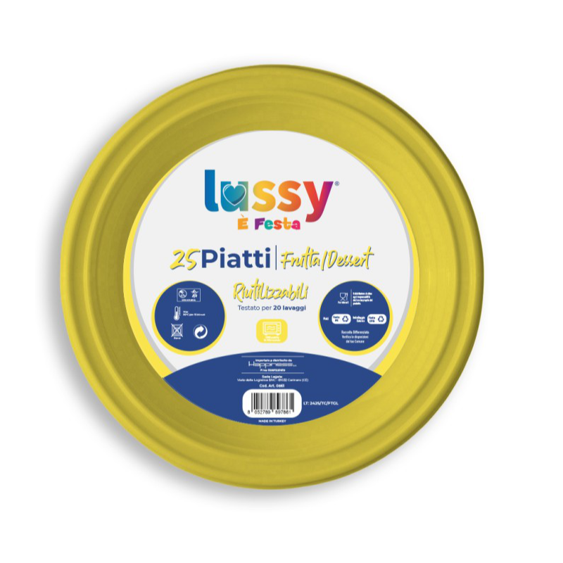 LUSSY PIATTI FRUTTA 25 PZ RIUTILIZZABILI GIALLO