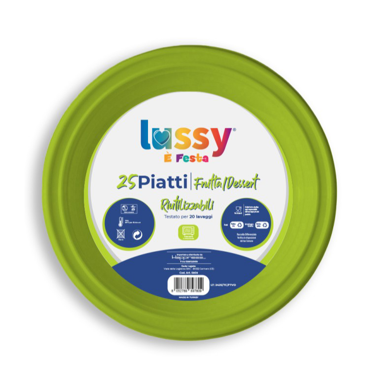 LUSSY PIATTI FRUTTA 25 PZ RIUTILIZZABILI VERDE