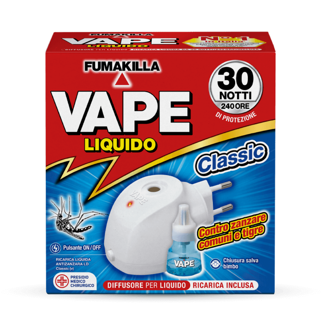 VAPE INSETTICIDA LIQUIDO CLASSICO BASE + RICARICA 30 NOTTI