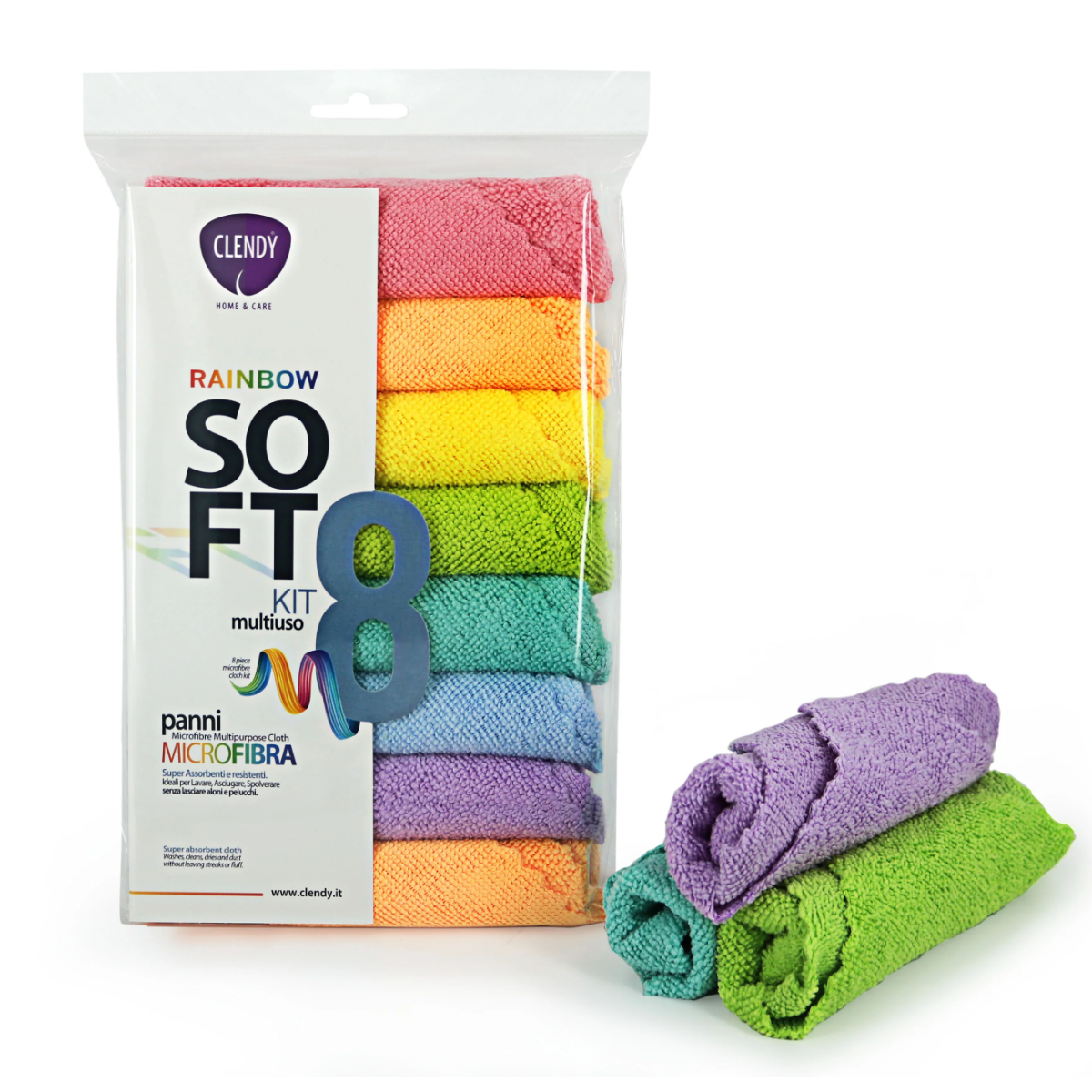 CLENDY PANNO MICROFIFRA 8 PZ MULTIUSO 30X30 RAINBOW