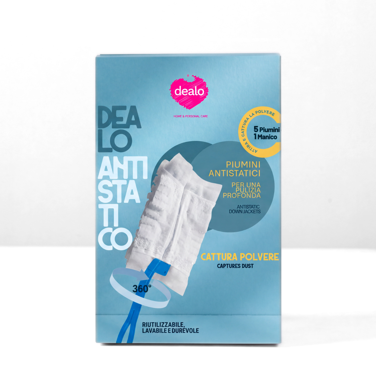 DEALO PIUMINO CATTURAPOLVERE KIT MANICO + 5 RICAMBI PROFUMATO (TIPO SWIFFER DUSTER)