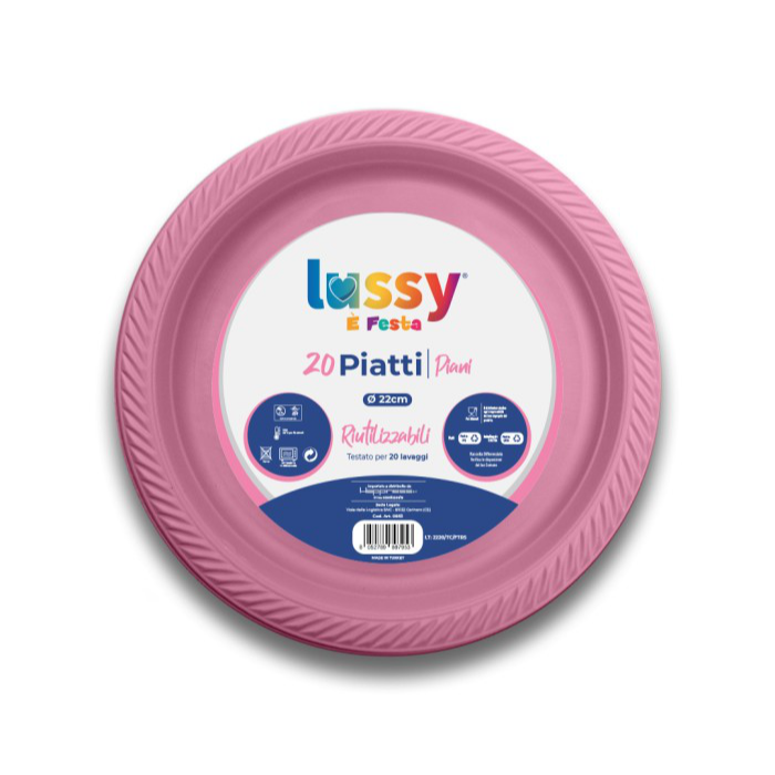 LUSSY PIATTI PIANI 20 PZ D.22CM ROSA