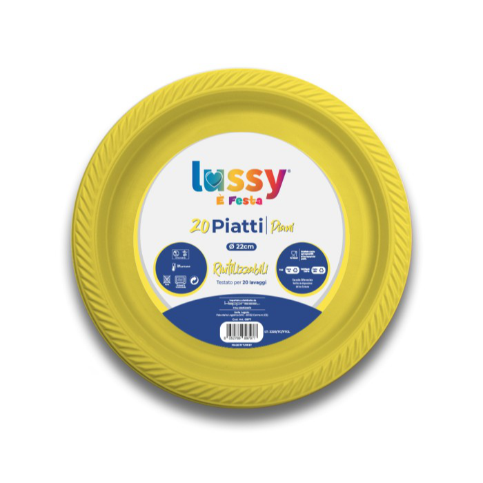 LUSSY PIATTI PIANI 20 PZ D.22CM GIALLI