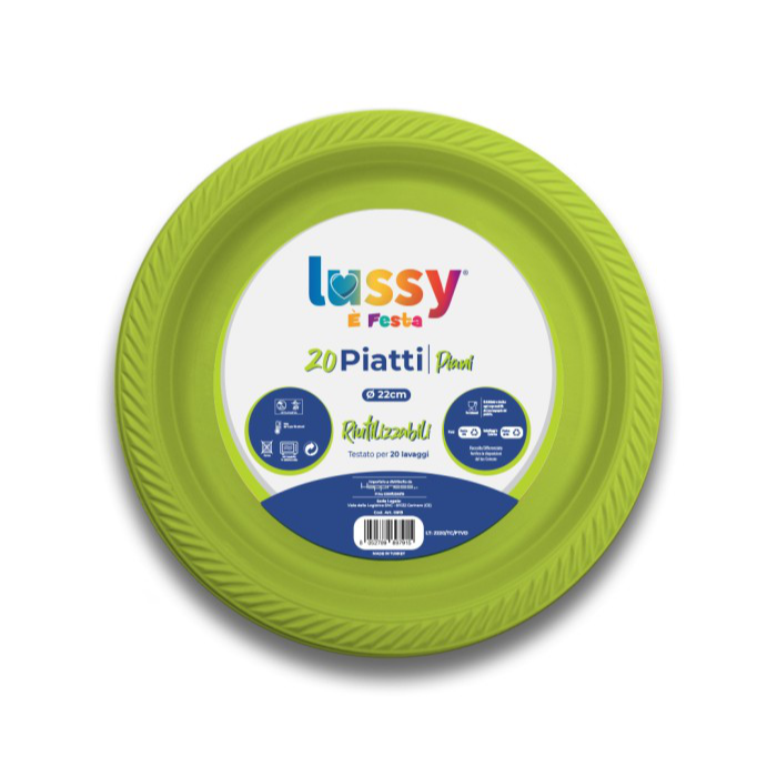 LUSSY PIATTI PIANI 20 PZ D.22CM VERDI