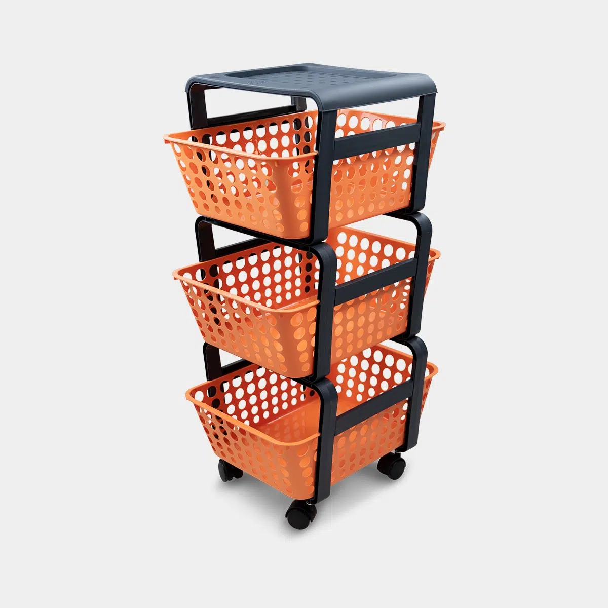 ECOPLAST CARRELLO 3 PIANI CON RUOTE MODULA MANDARINO