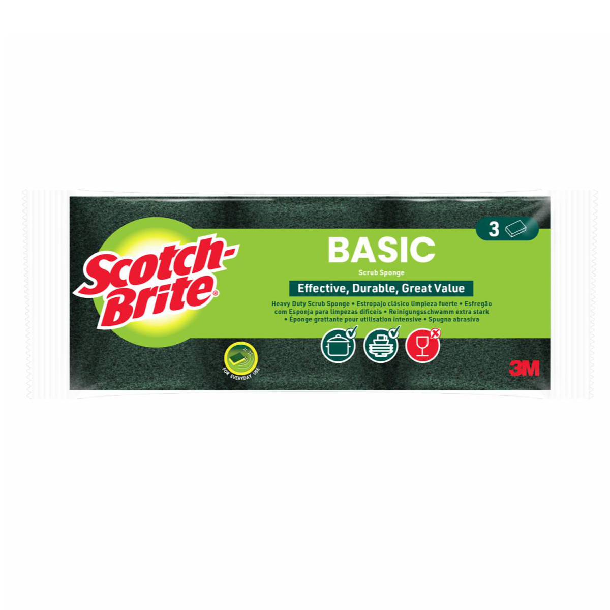 SCOTCH BRITE SPUGNA PIATTI ABRASIVA X 3 BASIC