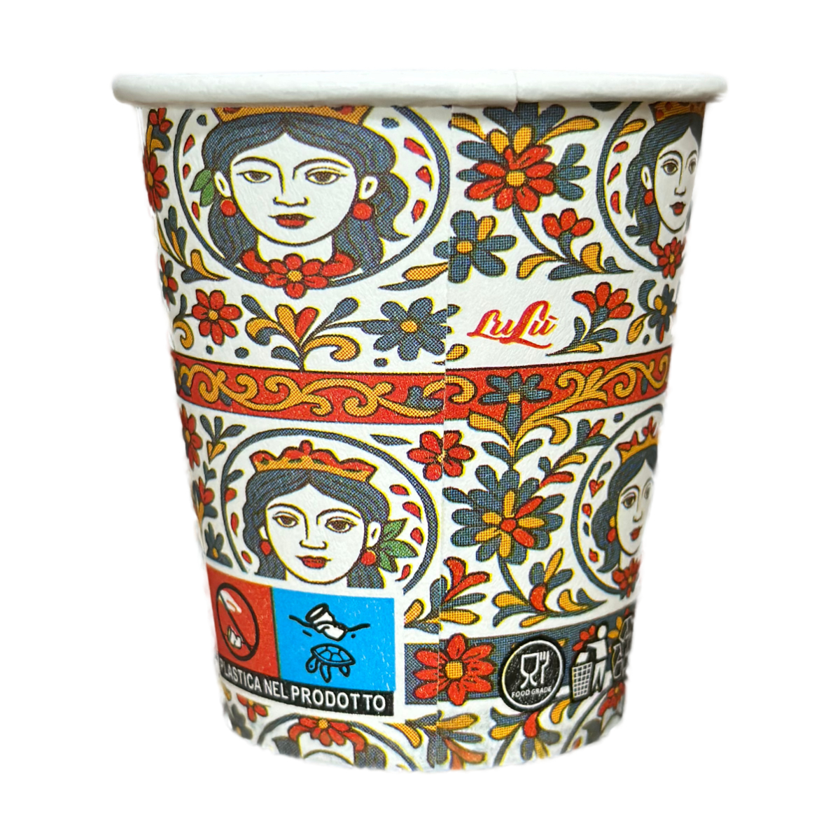 BICCHIERI ACQUA CARTA 50PZ 210ml DECORAZIONE SICILIA 1 LULU'