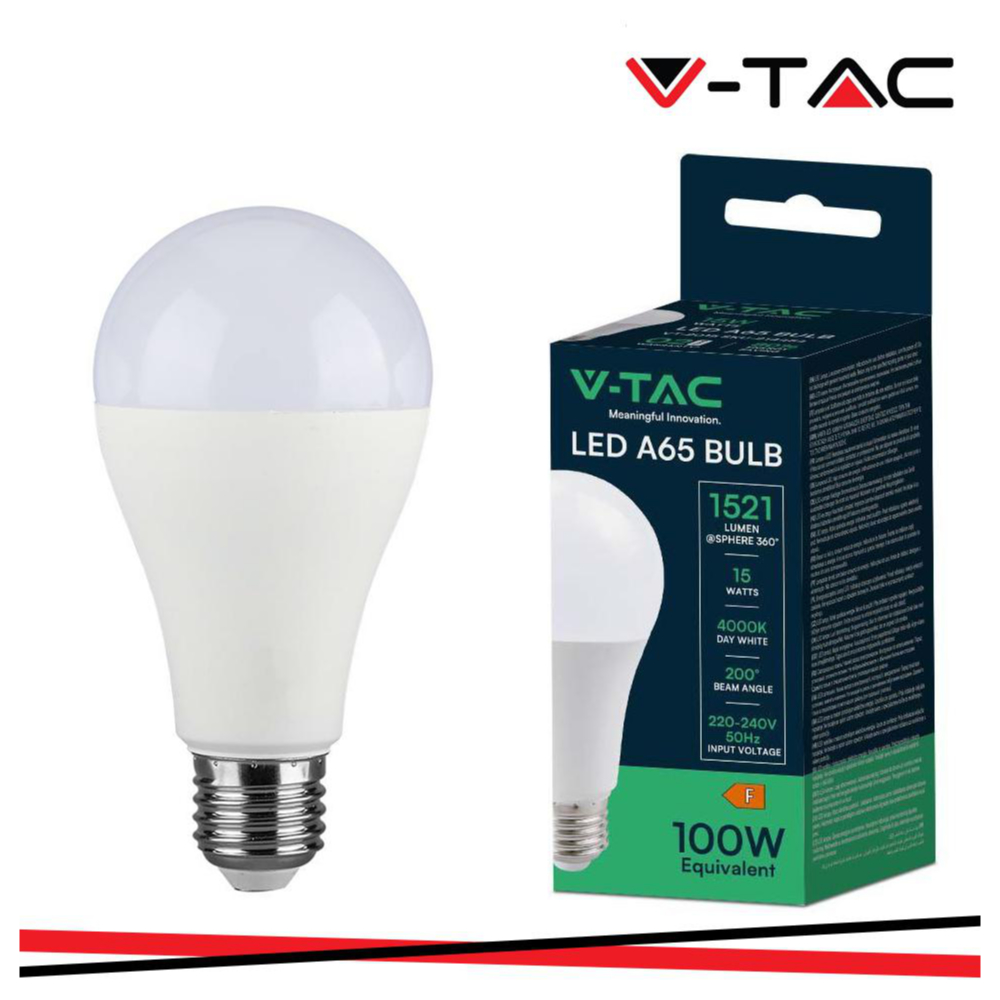 LAMPADA LED E27 15W 4000K TONDA A65 LUCE NATURALE