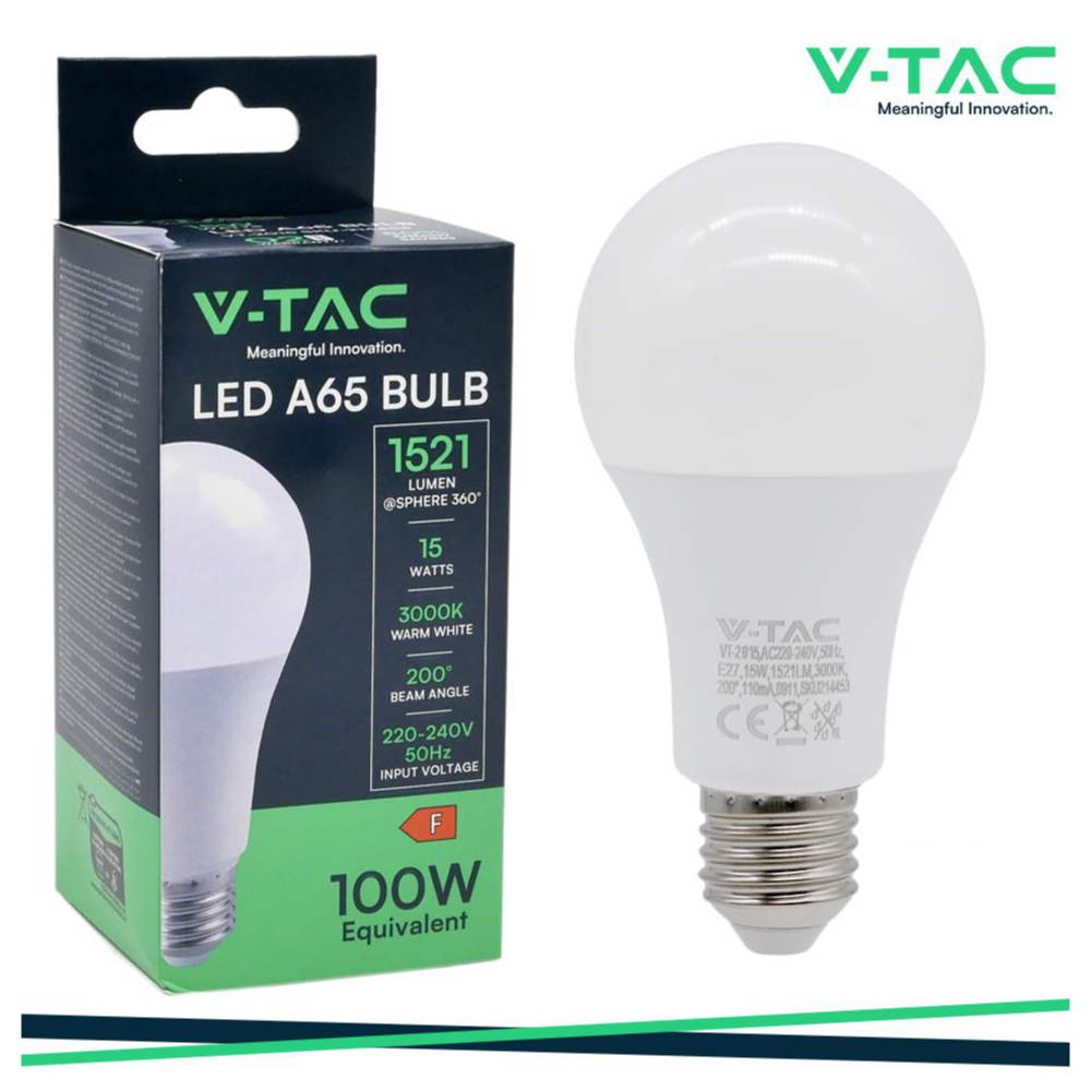 LAMPADA LED E27 15W 3000K TONDA A65 LUCE CALDA