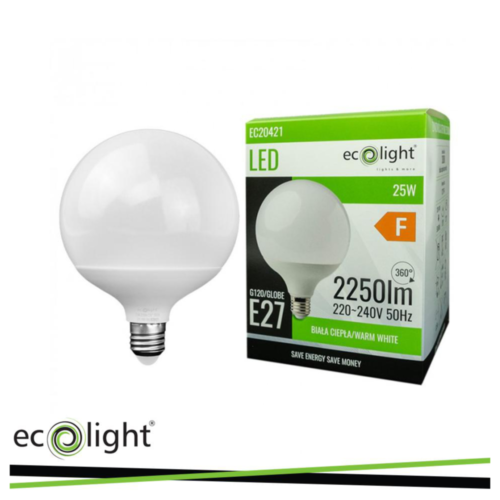 LAMPADA LED E27 25W 4000K GLOBO G120 LUCE NATURALE